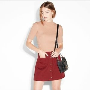 Moda International Faux Suede Burgundy Red Skirt